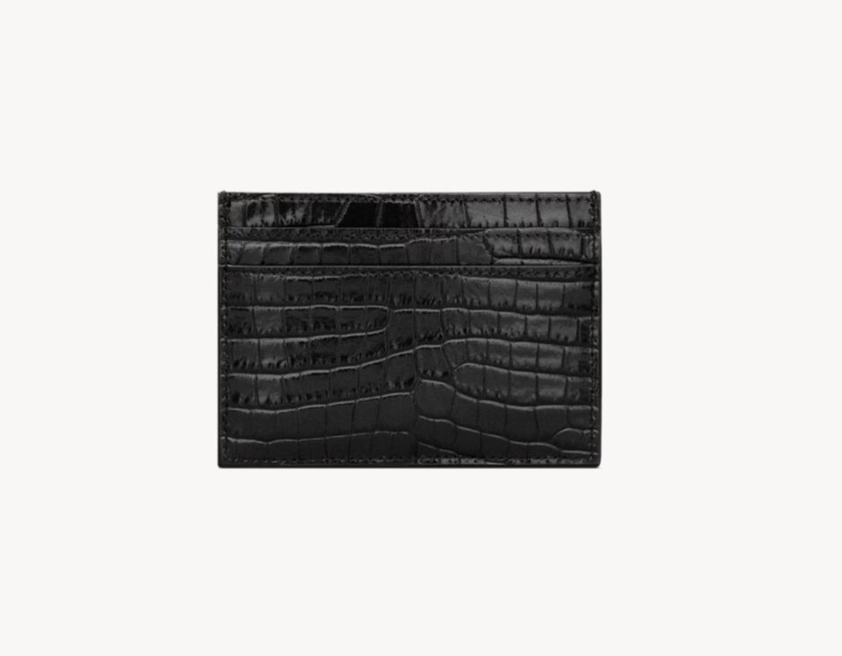 PORTA CARTE SAINT LAURENT CASSANDRE IN PELLE LUCIDA GOFFRATA COCCODRILLO