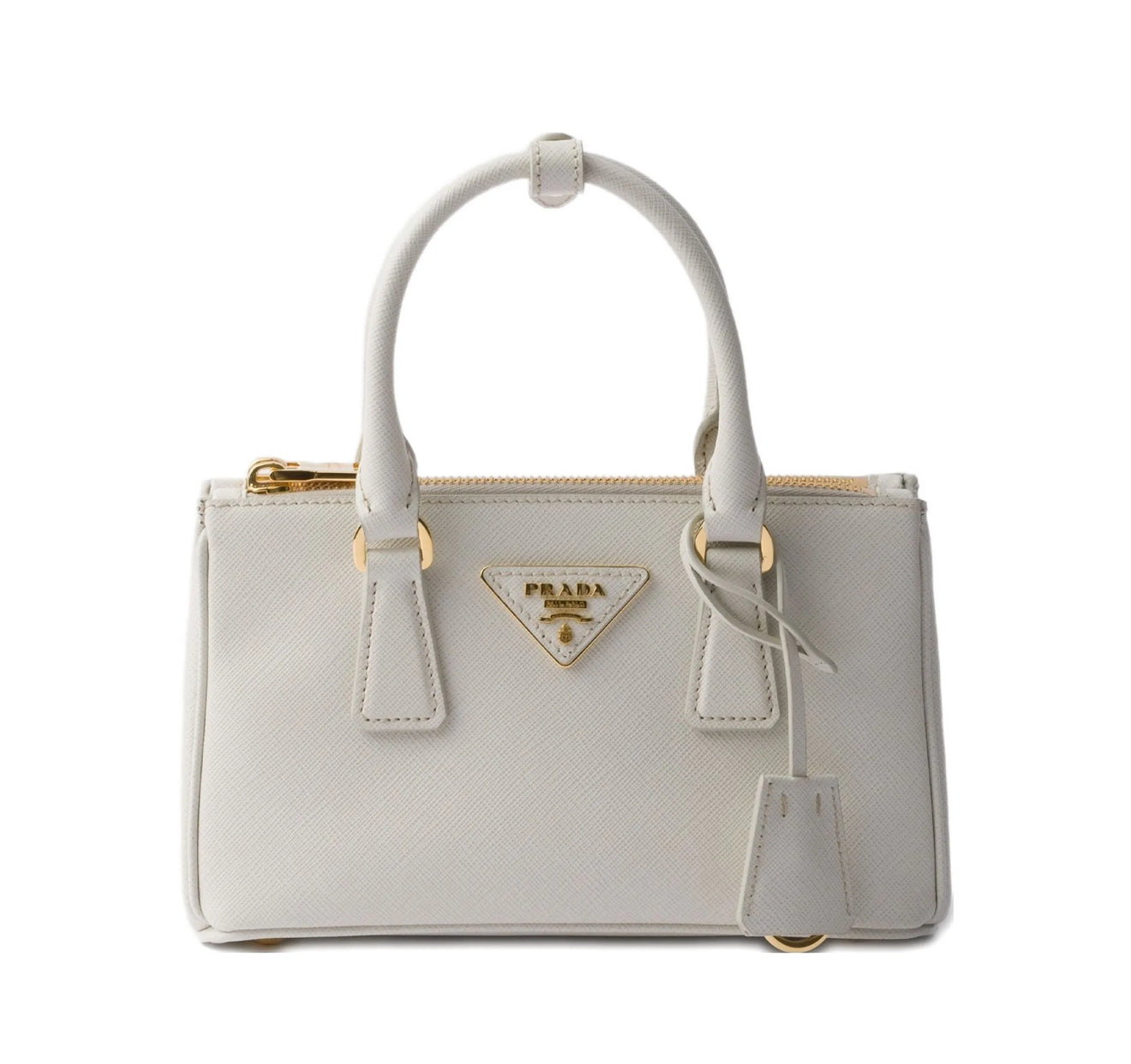 Borsa Prada Galleria mini in saffiano white gold