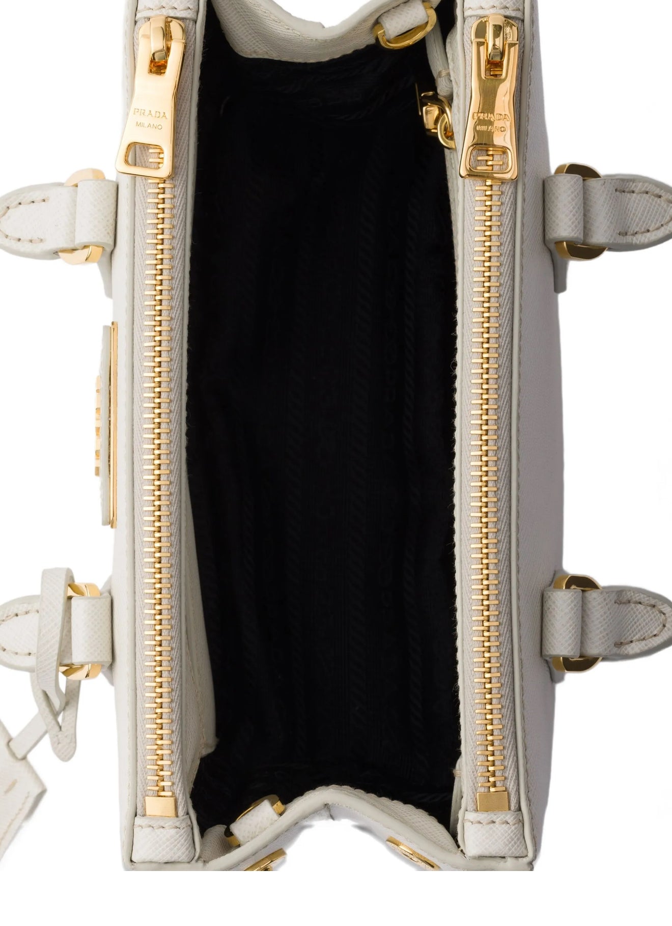 Borsa Prada Galleria mini in saffiano white gold