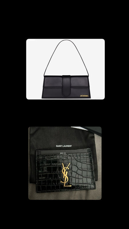 BUNDLE: Borsa Jacquemus Le Bambino Long Black; Porta Carte Saint Laurent Black Cocco