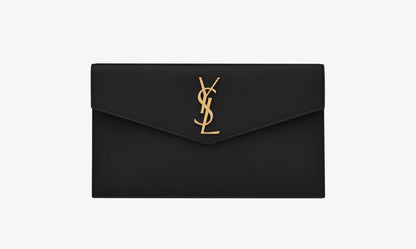 Pochette Saint Laurent Uptown in pelle goffrata Grain de poudre