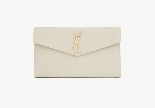 POCHETTE SAINT LAURENT UPTOWN IN PELLE GOFFRATA GRAIN DE POUDRE