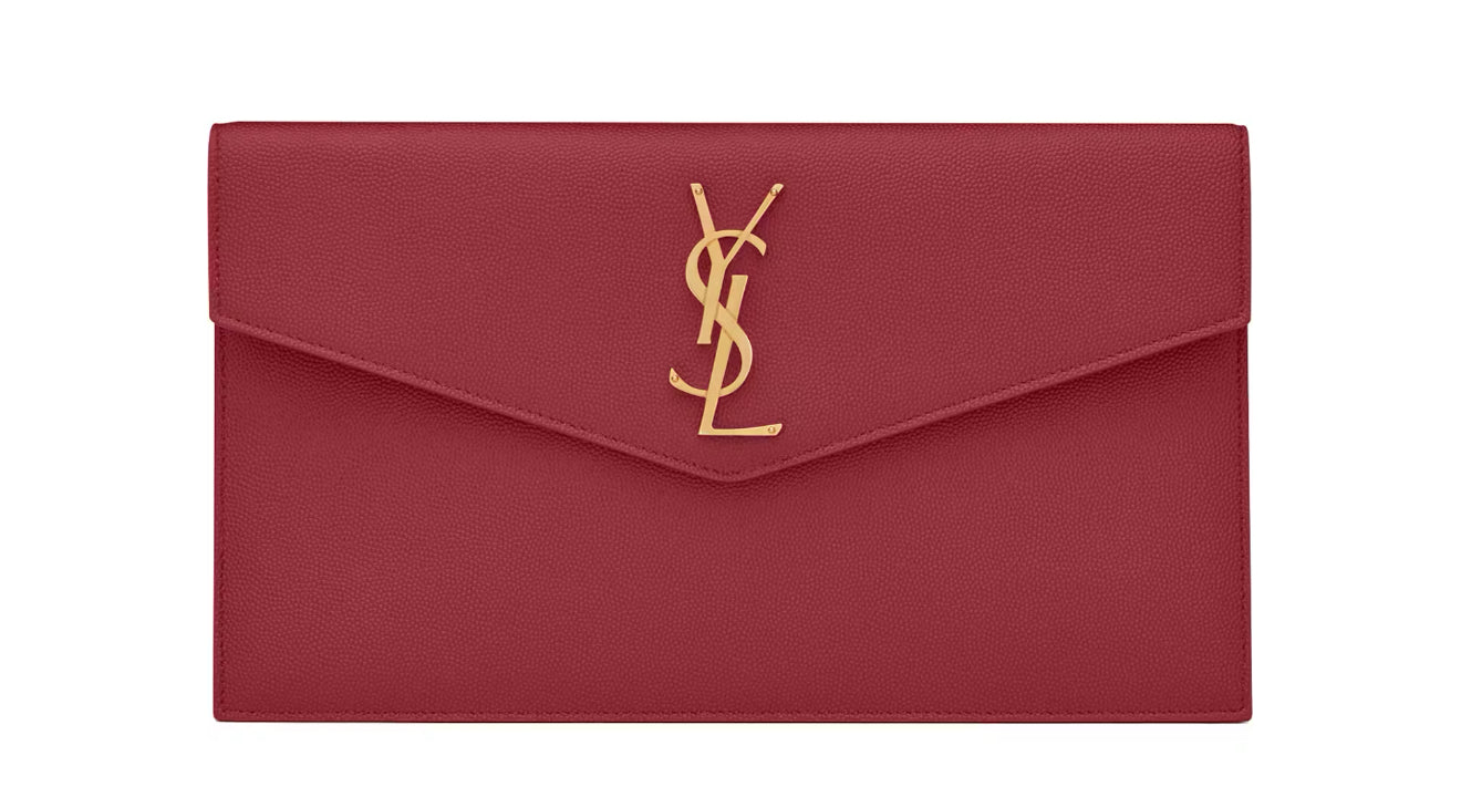 Pochette Uptown Saint Laurent Rossa in pelle goffrata