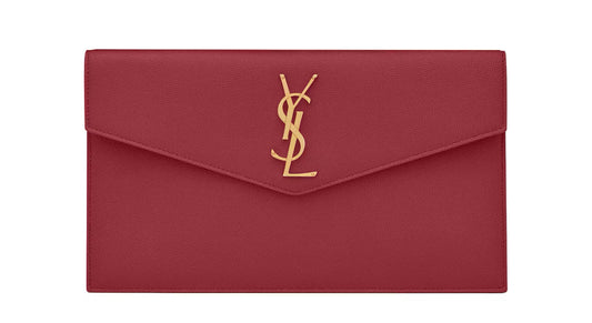 Pochette Uptown Saint Laurent Rossa in pelle goffrata