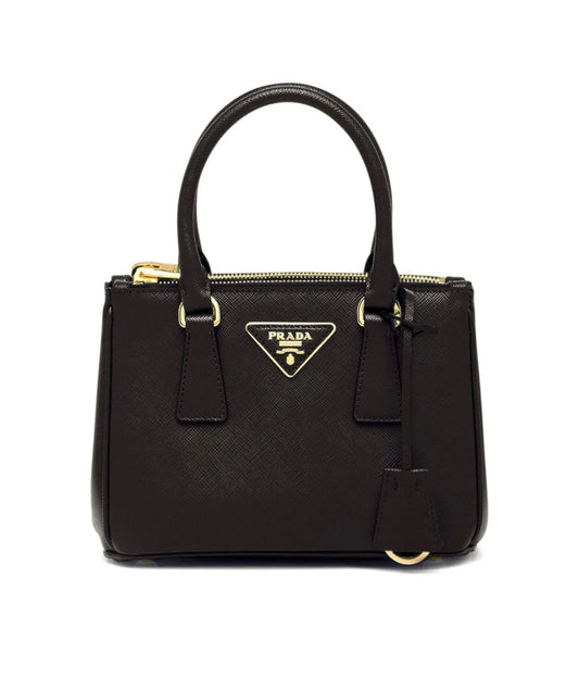Borsa Prada Galleria mini in saffiano Black in vernice