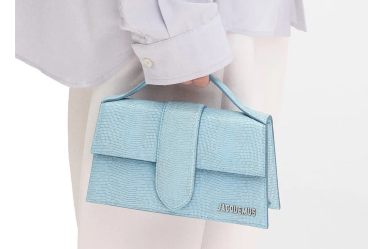 Jacquemus Le Grand Bambino ‘Light blue lizard’