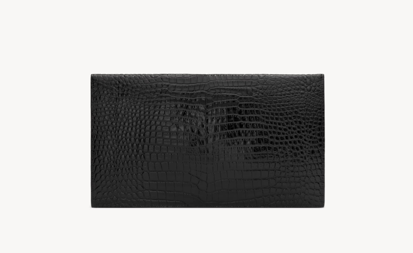 Pochette Saint Laurent Uptown in pelle Lucida di coccodrillo goffrata